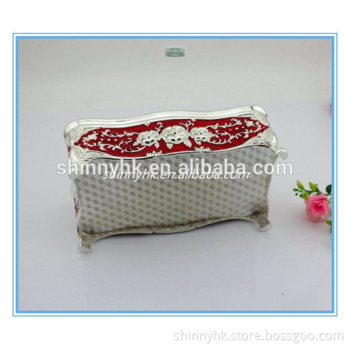 New desigh enamel metal rectangle tissue paper box holder craft red colour